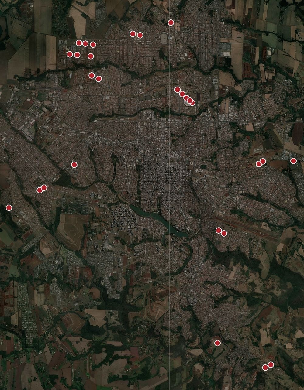 Mapa de Londrina com a localização dos empreendimentos