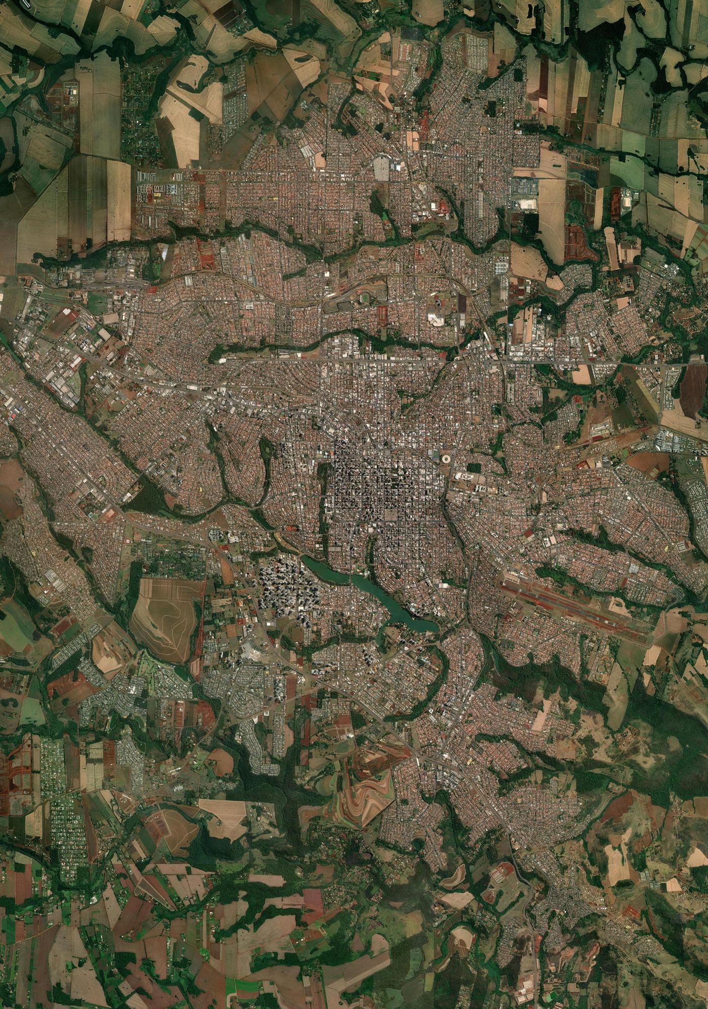 Imagem de satélite de Londrina com a localização dos empreendimentos