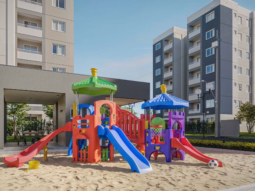 Área de convivência ao ar livre do condomínio
